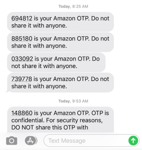 Amazon OTP text messages: these are legit